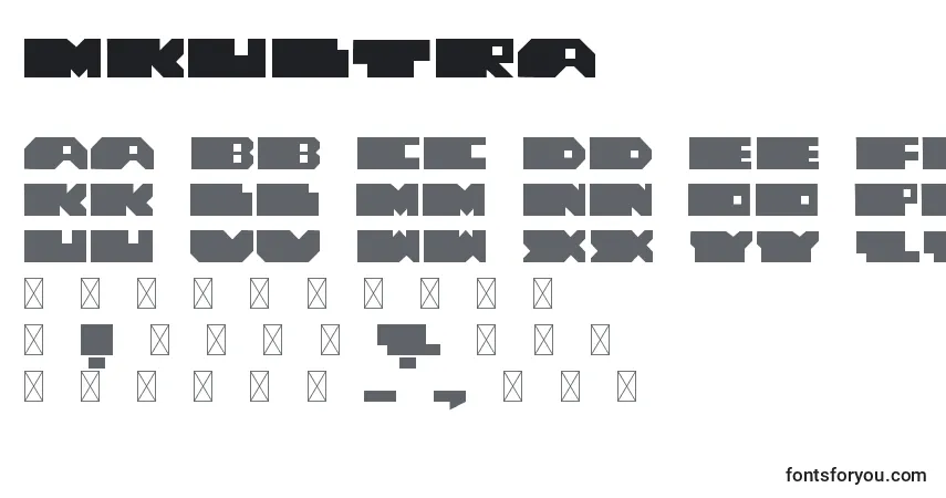 Schriftart MKULTRA – Alphabet, Zahlen, spezielle Symbole