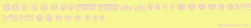 フォントMLS ESAST – ピンクのフォント、黄色の背景