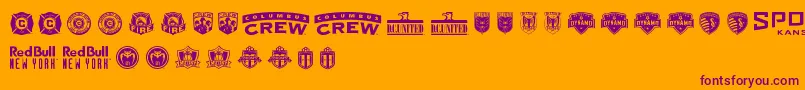MLS ESAST-fontti – violetit fontit oranssilla taustalla