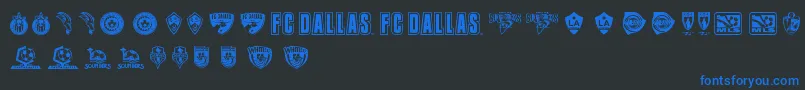 Шрифт MLS WEST – синие шрифты на чёрном фоне