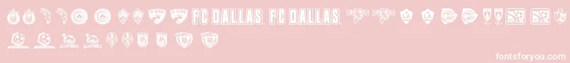 Fonte MLS WEST – fontes brancas em um fundo rosa