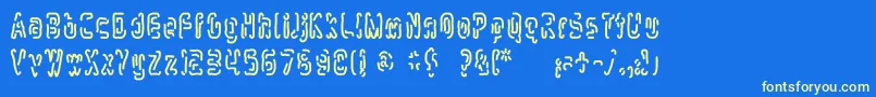 mlurmlry Font – Yellow Fonts on Blue Background