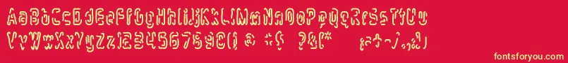 mlurmlry Font – Yellow Fonts on Red Background