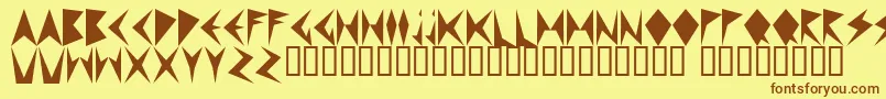 フォントMNDPF    – 茶色の文字が黄色の背景にあります。