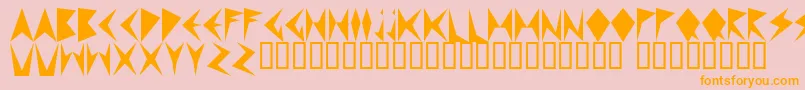 Weitere Informationen zur MNDPF   -Schriftart MNDPF   -Schriftart – Orangefarbene Schriften auf rosa Hintergrund