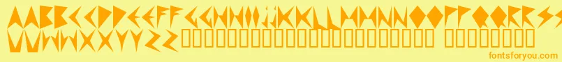 フォントMNDPF    – オレンジの文字が黄色の背景にあります。