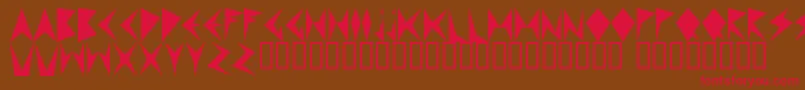 フォントMNDPF    – 赤い文字が茶色の背景にあります。