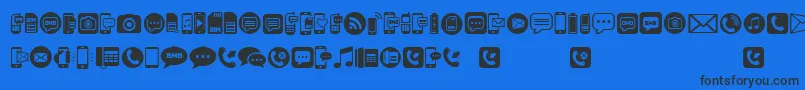 MobileIcons Font – Black Fonts on Blue Background