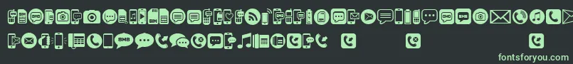 MobileIcons Font – Green Fonts on Black Background