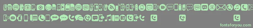 MobileIcons Font – Green Fonts on Gray Background