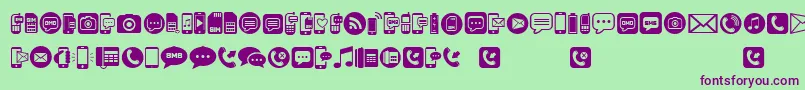 MobileIcons Font – Purple Fonts on Green Background