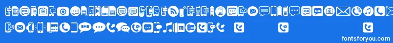 MobileIcons-fontti – valkoiset fontit sinisellä taustalla