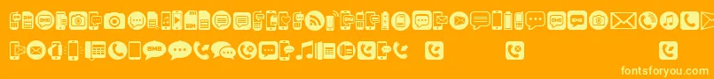 MobileIcons-Schriftart – Gelbe Schriften auf orangefarbenem Hintergrund