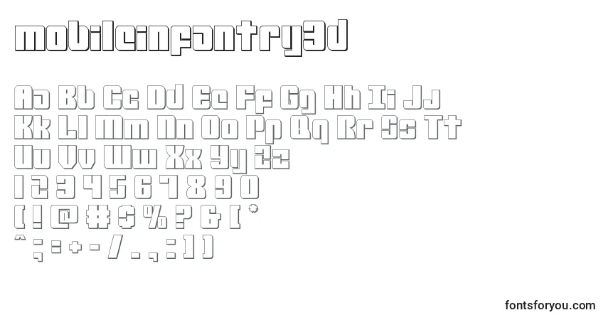Шрифт Mobileinfantry3d (134557) – алфавит, цифры, специальные символы