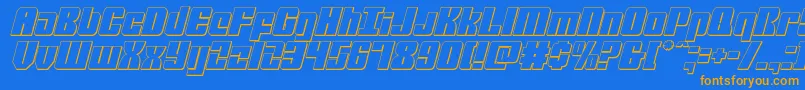 フォントmobileinfantry3dital – オレンジ色の文字が青い背景にあります。