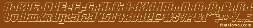 mobileinfantry3dital-fontti – keltaiset fontit ruskealla taustalla