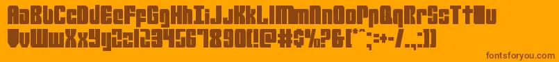 mobileinfantrycond-Schriftart – Braune Schriften auf orangefarbenem Hintergrund