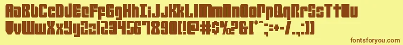 フォントmobileinfantrycond – 茶色の文字が黄色の背景にあります。