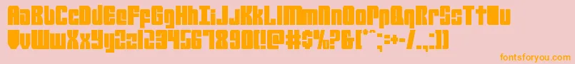 mobileinfantrycond-fontti – oranssit fontit vaaleanpunaisella taustalla