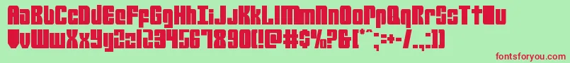 mobileinfantrycond Font – Red Fonts on Green Background
