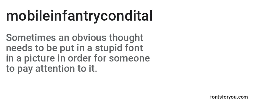 Review of the Mobileinfantrycondital (134562) Font