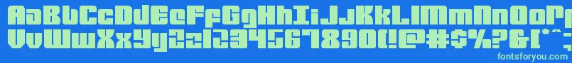 mobileinfantryexpand-Schriftart – Grüne Schriften auf blauem Hintergrund