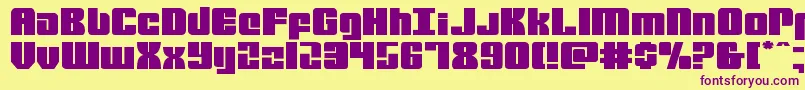 mobileinfantryexpand-Schriftart – Violette Schriften auf gelbem Hintergrund