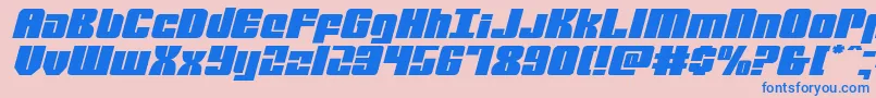 mobileinfantryexpandital-Schriftart – Blaue Schriften auf rosa Hintergrund