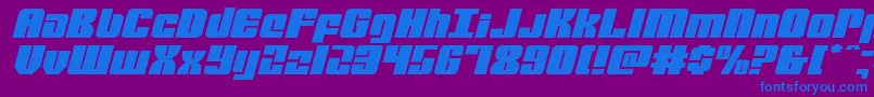 フォントmobileinfantryexpandital – 紫色の背景に青い文字