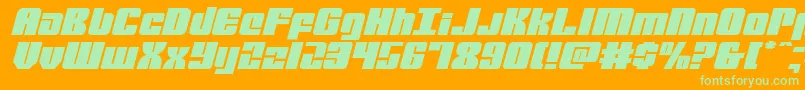 Шрифт mobileinfantryexpandital – зелёные шрифты на оранжевом фоне