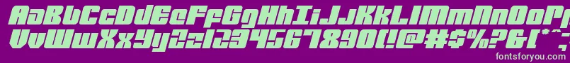 mobileinfantryexpandital Font – Green Fonts on Purple Background