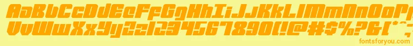 mobileinfantryexpandital-fontti – oranssit fontit keltaisella taustalla