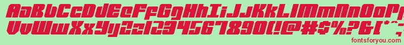 フォントmobileinfantryexpandital – 赤い文字の緑の背景