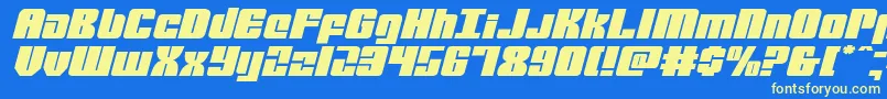 Шрифт mobileinfantryexpandital – жёлтые шрифты на синем фоне
