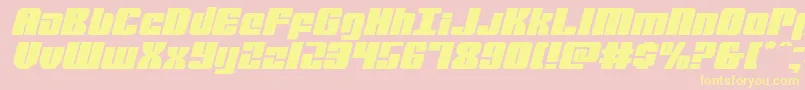 mobileinfantryexpandital-fontti – keltaiset fontit vaaleanpunaisella taustalla