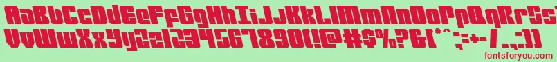mobileinfantryleft-Schriftart – Rote Schriften auf grünem Hintergrund