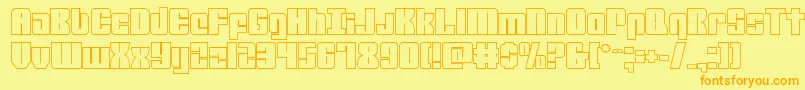 Fonte mobileinfantryout – fontes laranjas em um fundo amarelo