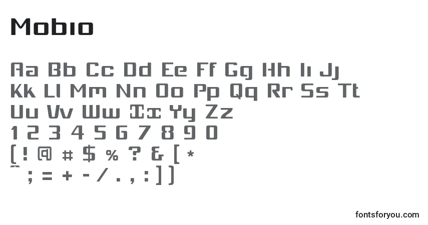 Czcionka Mobio   (134569) – alfabet, cyfry, specjalne znaki