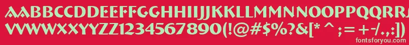 フォントBremenBoldBt – 赤い背景に緑の文字