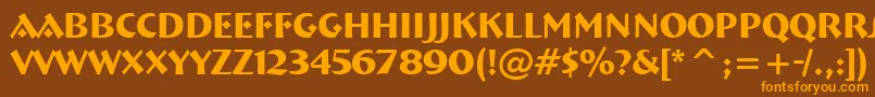 フォントBremenBoldBt – オレンジ色の文字が茶色の背景にあります。