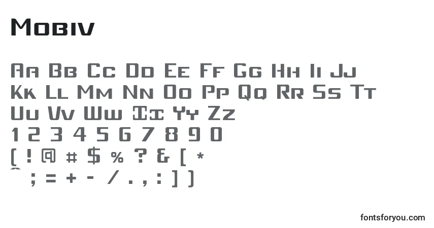 A fonte Mobiv   (134570) – alfabeto, números, caracteres especiais
