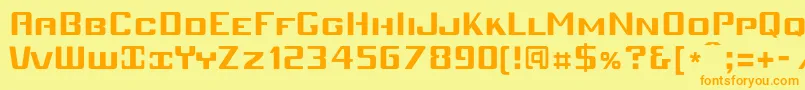 Mobiv  -fontti – oranssit fontit keltaisella taustalla