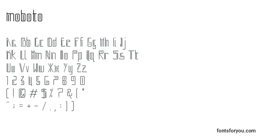 Czcionka Moboto – alfabet, cyfry, specjalne znaki
