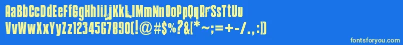 Mobsters Font – Yellow Fonts on Blue Background