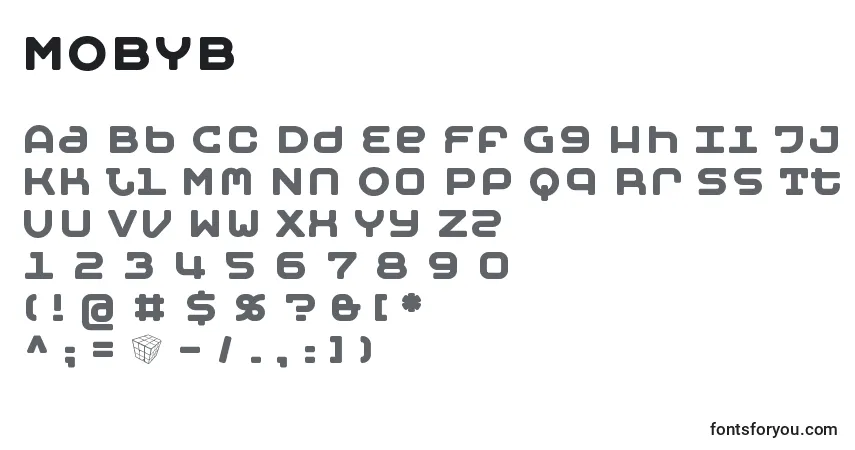 A fonte MOBYB    (134575) – alfabeto, números, caracteres especiais