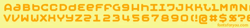 MOBYB   -Schriftart – Orangefarbene Schriften auf gelbem Hintergrund