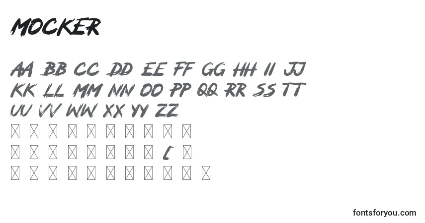 Schriftart MOCKER – Alphabet, Zahlen, spezielle Symbole