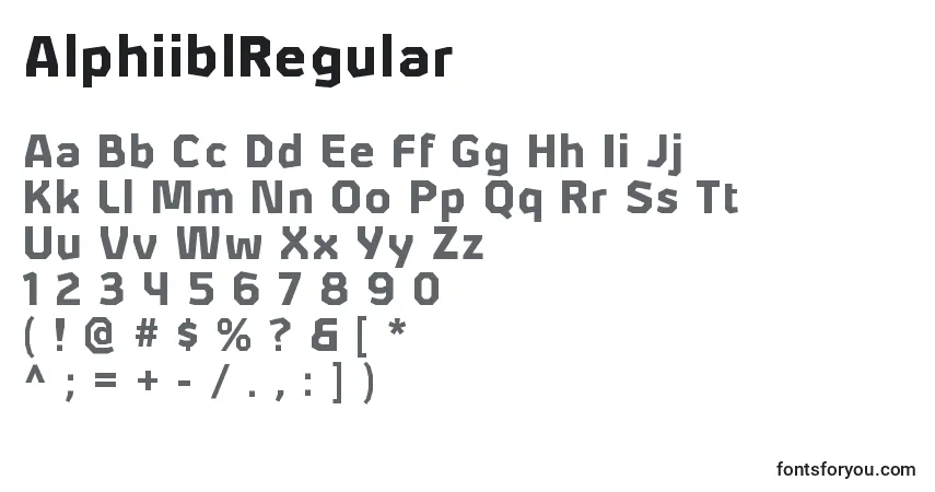 Schriftart AlphiiblRegular – Alphabet, Zahlen, spezielle Symbole
