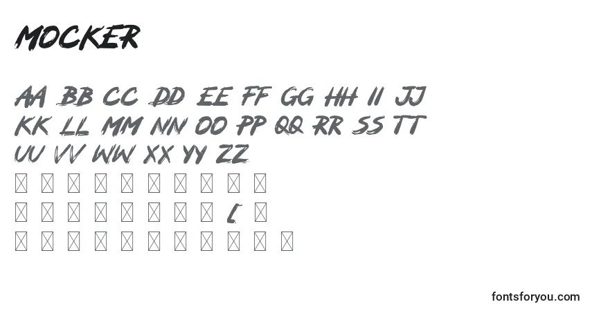 Schriftart MOCKER (134580) – Alphabet, Zahlen, spezielle Symbole