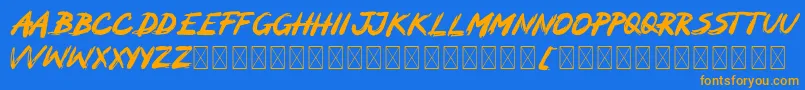 MOCKER Font – Orange Fonts on Blue Background